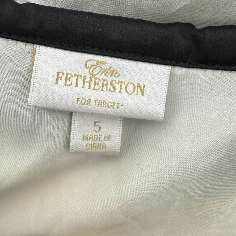 Erin Fetherston Juniors Silk Dress Long Sleeve Button Collar beige black size 5 - Picture 8 of 10